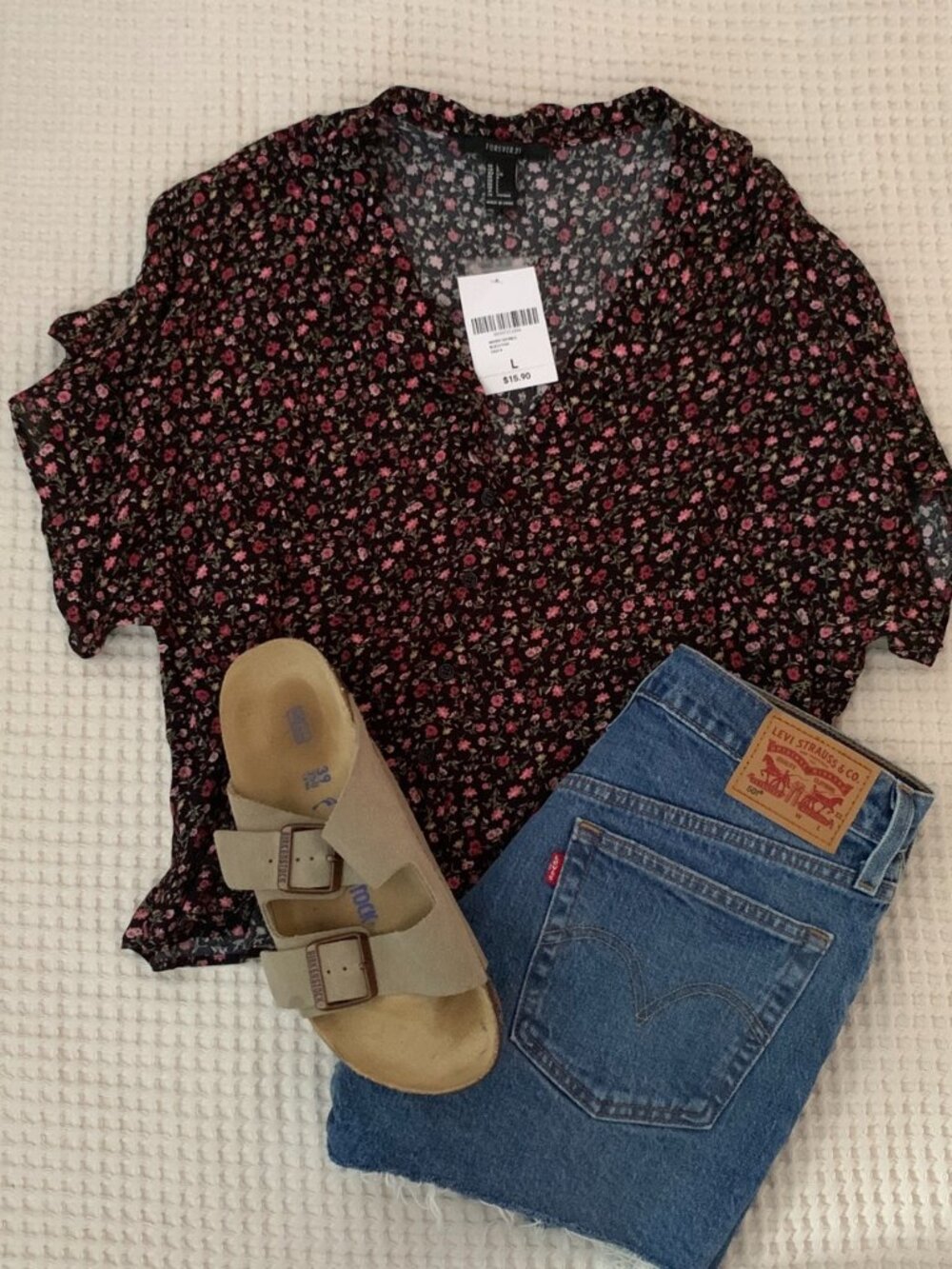 Forever21 Floral Crop Blouse